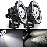 KaTur 2 stücke High Power 3'Projektor Universal Weiß Nebelscheinwerfer Weiß COB Halo Angel Eye Ringe DRL Fahrscheinwerferlampen