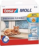 tesamoll Premium Flexible - Selbstklebende Silikondichtung zum Isolieren von Spalten an Fenstern und Türen - Transparent - 6 m x 9 mm x 7 mm