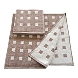 Dyckhoff Frottierserie Karo Handtuch, Duschtuch in 3 Farben Handtuch 50 x 100 cm beige