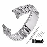 Beauty7 Unisex Edelstahl Uhrenarmband 18mm Silber mit Faltschließe Kurve Anstoß Länge VerstellbarVerkürzungswerkzeug Link Entferner 4 STK Federstege und Federstift WBL00023ST18a