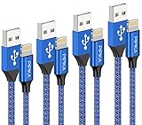 iPhone Ladekabel, PIPIKA 4pack [0.5M 1M 2M 3M] Lightning Kabel Nylon Schnellladung iPhone Kabel für iPhone 11, 11 pro, XS, XS Max, XR, X, 8, 8 Plus, 7, 7 Plus, 6, 6 Plus, 5s, 5c, 5, SE, iPad