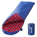 skandika Dundee Decken-Schlafsack, Luxus-Qualität, Baumwolle/Flanell Innenfutter, bis -20°C, 220x80 cm, koppelbar (Blau RV Links)