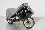 Motorrad Abdeckplane Haube Garage wasserdicht kompatibel mit Suzuki SG 250N Goose mit Koffer und Windschutzscheibe