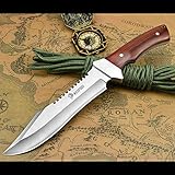 NedFoss Fahrtenmesser Rambo Messer| Survival Messer Camping Jagdmesser|Outdoormesser Gürtelmesser Überlebensmesser - aus einem Stück 5Cr13Mov Stahl, Vergrößerte Version