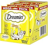 Dreamies Klassiker Katzensnacks mit Käse – Katzenleckerli mit knuspriger Textur und cremiger Füllung – 4 x 180g