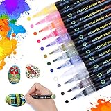 Acrylstifte Marker Stifte, BESTOO 12 Farben Kunst Wasserfest Acrylfarben Paint Stifte Set für Steine Bemalen DIY Fotoalbum Scrapbooking Keramik Glas Leinwand Becher Metall Kieselstein Holz Osterei