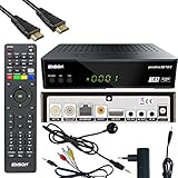 Edision Kabelreceiver Piccollino S2+T2/C Full HD HDTV DVB-C/T2/S2 (HDMI, AV, USB 2.0,Display,IR-Auge,CA,LAN) inkl.Kabelabel HDMI Kabel