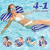 Gifort Aufblasbare Hängematte, Wasser Hängematte 4-in-1 Luftmatratze Schwimmende Wasser Bett Matte Swimmingpool Beach Float Aufblasbare Kopf für Erwachsene und Kinder