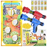 GOLDGE Zielscheiben-Spielzeug, 37 Teile, Blaster, Spielzeug-Set mit 2 Spielzeugpistole, 1 Zielscheibe, 24 Schaumstoffkugeln, 10 Dosen, Outdoor-Spiel für Jungen und Mädchen