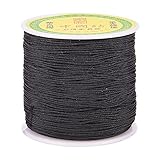 PandaHall 1 Rolle 0.8mm Geflochtene Nylonschnur Beading Thread Handwerk Schmuck Armband Herstellung Schnur 91m/Rolle Schwarz
