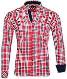Reslad Herren Hemd Tartan Karo Design Langarmhemd RS-7211 Rot L