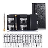 LIHAO Mini Schraubendreher Set 25-teilig Werkzeugset für PC, Brillen, Handy, Laptop (Schlitz, Kreuzschlitz, Torx) in Lederetui