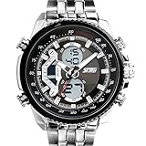 SunJas Herrenuhr Uhr Armbanduhr Quarzuhren Watch Sportuhr Edelstahl Wasserdicht Uhr (Schwarz)