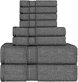 Utopia Towels - Handtuch Set aus Baumwolle - 2 Badetuch, 2 Handtücher und 4 Washclappen - 600 g/m² (Grau)