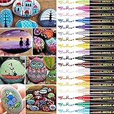 YITHINC Steine Bemalen Stifte Set,18 Farben Acrylstifte Marker Stifte für Malerei auf Keramik, Porzellan, Glas, Stein,und DIY-Becher-Entwurf,Mittelgroße Spitze [Schnelltrocknend]