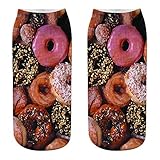 SALUCIA Unisex Socks Lecker Donuts 3D Druck Socken Lustige Knöchel Füßlinge Kurze Socken für Damen und Herren