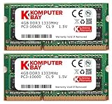 Komputerbay 8GB (2X4GB) DDR3 SODIMM (204 pin) 1333Mhz PC3-10600 (9-9-9-25) Laptop Notebook Speicher für Apple Macbook Pro