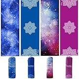 Syourself Extrafeine Faser Yoga Handtuch -61cm x 183cm - Gilt für Yoga, Fitness, Training, Outdoor-Sport, Rutschfestigkeit der Reise, superschweißsaugfähiges + tragbare Reisetasche(lila Blumen)