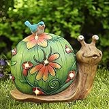 La Jolíe Muse Gartendeko Schnecke Gartenfigur – Solar LED Lichter für draußen, Geschenk Schneck, Kunstharz Garten Ornament für den Vorgarten und Hof