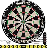 Viper Shot King Spitze aus Sisal/Bristle Dartscheibe mit frei von Klammern sind Bullseye und 6 Dartpfeile