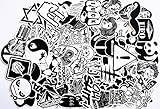 240 St. Aufkleber Schwarz-Weiß Graffiti Decals Stickers für Auto Skateboard Reisekoffer Motor-/Fahrrad Boot Computer/Laptop/Tablet Kinderzimmer uvm., fast auf alle glatten u. sauberen Oberflächen