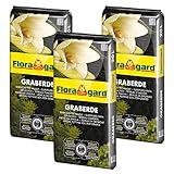 Floragard Graberde 3x20 L • extra dunkle Spezialerde • zur Bepflanzung von Gräbern • zur pietätvollen Grabgestaltung • mit dem Naturdünger Guano • tiefschwarz • 60 L