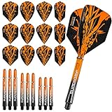 Harrows, Rapide Fusion X, Dartpfeil-Set mit Spitzen und Schäften in orange, einschließlich geschwungenem Darts Corner Kugelschreiber.