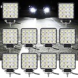 fsders VINGO® 10X 48W LED Arbeitsscheinwerfer Flutlicht Offroad Scheinwerfer kaltweiß 6500K, 4320lm, Traktor Arbeitsleuchte