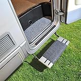 MULTIBROS Wohnmobil Trittstufen Fußmatte - Premium Teppich - Clean Step Fußmatte Wohnwagen - Camping Trittstufen Matte (grau)