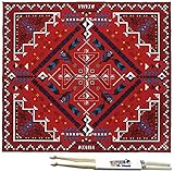 Tama TDR-SW Schlagzeug Teppich Drum Rug Southwest Rot 180x200cm + keepdrum Drumsticks 1 Paar