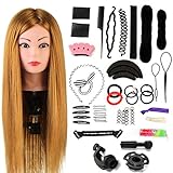 Neverland Beauty 24' Übungskopf Frisierkopf Friseur 60% Echthaar Haar Perückenkopf Puppenkopf Übungskopf Friseurkopf Ausbildung Kopf Mit Halter + Hair Styling Braid Set #27