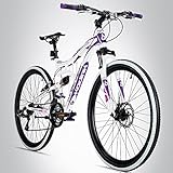 Bergsteiger Kodiak 26 Zoll Mountainbike, geeignet ab 150 cm, Scheibenbremse, Shimano 21 Gang-Schaltung, Vollfederung, Damen-Fahrrad & Mädchen-Fahrrad