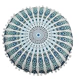 LuckyGirls Kissenbezug 43 x 43 cm Indische Mandala Boden Kissen runde böhmische Kissen Abdeckung (G)