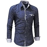 Tomatao Herren Hemd Slim-Fit Business Langarmshirt Mode Tops Classics Hemdbluse Polka Dots Oberteile Mode Freizeithemd Manner Oberteile